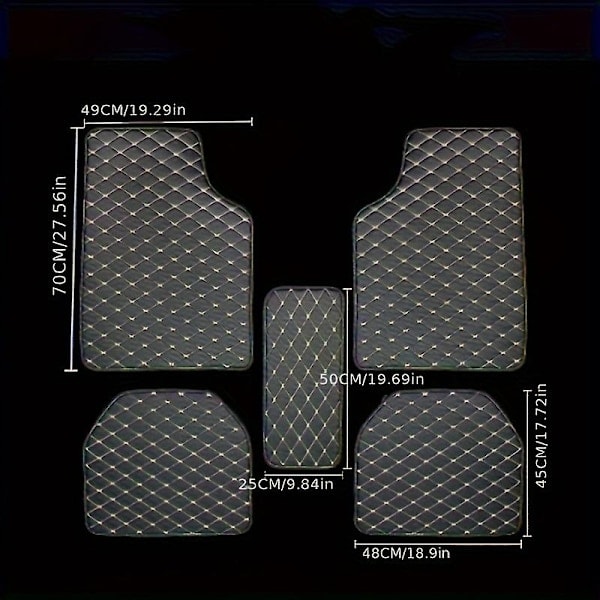 5 st Bilmattor, Universella Vattentäta Fram- och Baksätesmattor, PU Läder Bilinteriörtillbehör-WELLNGS Black And Red