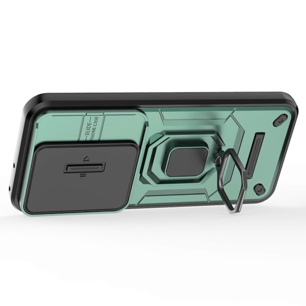 Skal med Stöd och Skjutbart Linsskydd PC+TPU för Huawei Pura 70 Pro / Pura 70 Pro+ Green