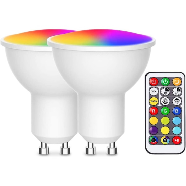 10 färgskiftande spotlights, fjärrkontrollampa, RGB+varmvit+kall