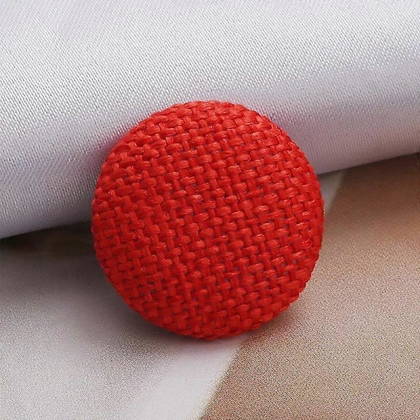 10 stk. Skaftknapper Metallknapper Klær DIY Stoffknapper Stofftrukket Lin Rund Dekorativ red 15MM