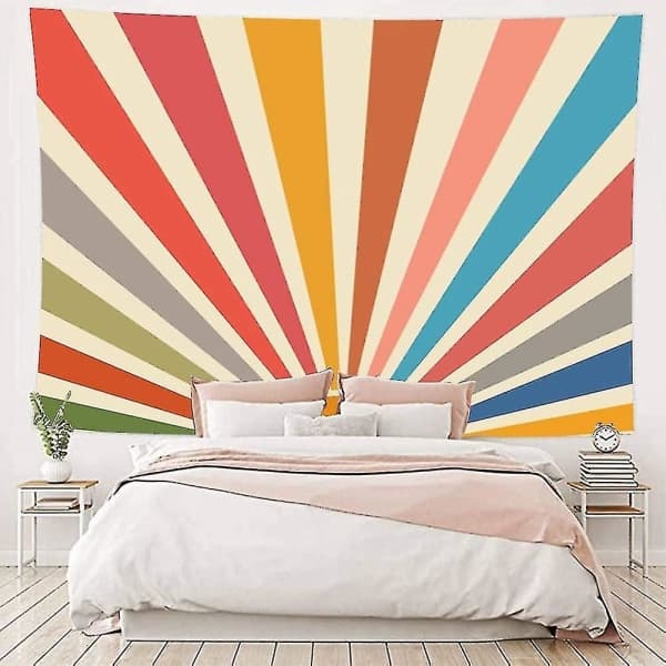 Sol tapet Boho väggdekoration regnbåge geometrisk abstrakt 150 x 200 cm