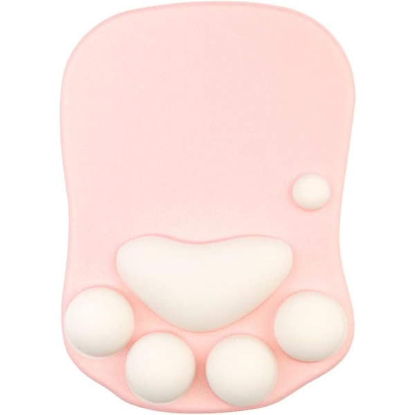 Musmatta med katt tass - Ergonomisk musmatta i silikongel (rosa & vit)