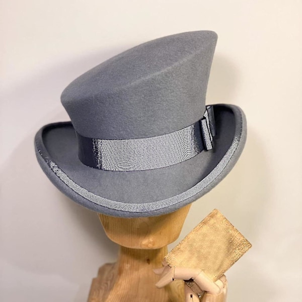 Asymmetrinen Korkea Hattu Villahattu Naiset Miehet Unisex Hattu Steam Punk Hattu Korkea Hattu Muodikkaat Nauha Koristeellinen Hattu Peitä Pää Miehille-yu Grey One Size