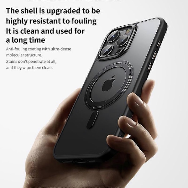Skal till iPhone 16 Pro Kompatibelt med MagSafe Ställ Hybrid Telefonskydd Transparent
