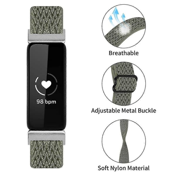 Til Fitbit Inspire 3 Wave Shape Vævet Nylon Smartwatch Rem Erstatningsarmbånd Multicolor Style H