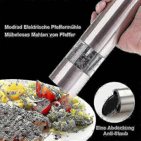 2 stk. krydderkværn i rustfrit stål med keramisk kværn til salt og peber