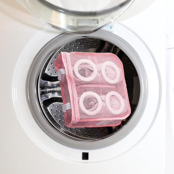2-pack skotvätt tvättpåsar skopåsar för tvättmaskin dragkedja skotvättpåsar multifunktion, rosa