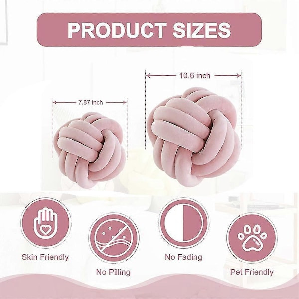 Plys Knude Bold Pude til Boligindretning - Pyntepude til Sofa, Bil og Kontorindretning Pink 27CM