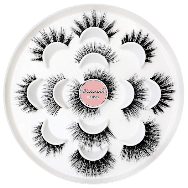 Lashes Naturligt Look Kunstige Øjenvipper 7 Par 5D Faux Mink Vipper Håndlavede Luksuriøse Voluminøse Fluffy Falske Øjenvipper | Vinge Mixed Dubai