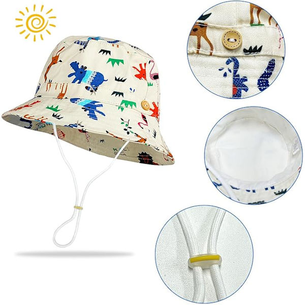2-pack Barn Bucket Hat, Unisex Baby Sommarhatt, Justerbar Bucket Solhatt, Fiskarmössa Skydd, UPF 50+ Solskydd