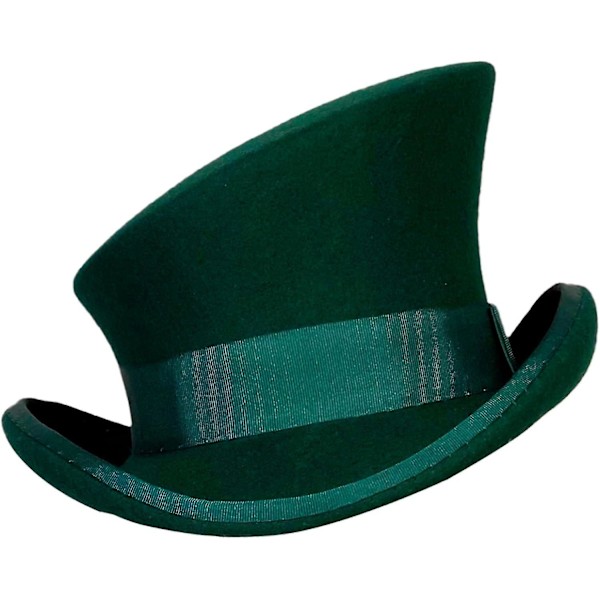 Asymmetrinen Korkea Hattu Villahattu Naiset Miehet Unisex Hattu Steam Punk Hattu Korkea Hattu Muodikkaat Nauha Koristeellinen Hattu Peitä Pää Miehille-yu Green One Size