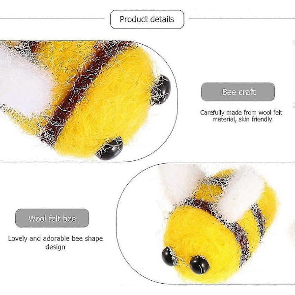20 Filtbin Mini Hantverk Bi Hantverksbollar Bi Pom Poms DIY Hantverksdekorationer