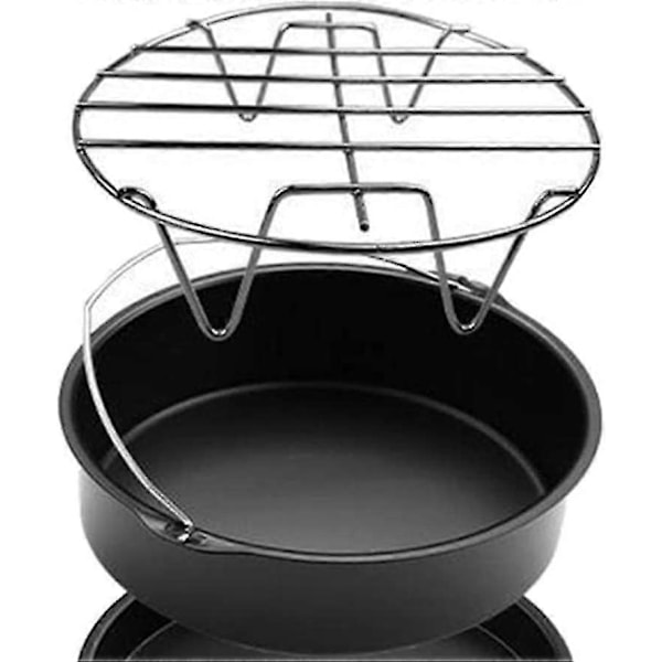 2 Pakke 6/7/8 Tommers Airfryer Tilbehør Rustfritt Stål Koke Rack Rundt Kjøkken Stål Enkeltlags Grill Rack Grid (d-v2) 17.5*2.7cm