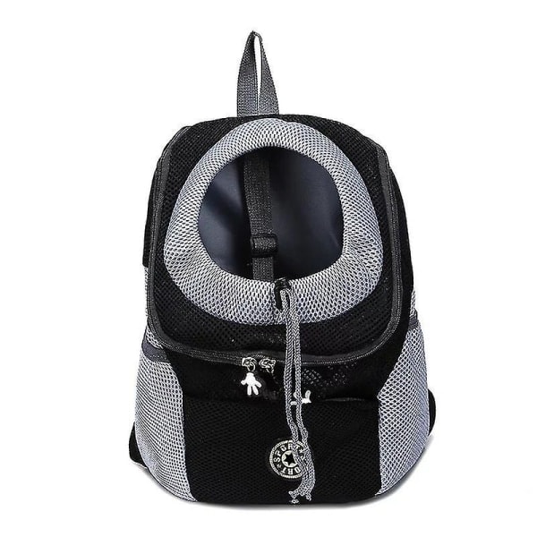 Travel Pet Dog Carrier Puppy Travel Mesh Backpack Front Portable Shoulder Bag H Black S