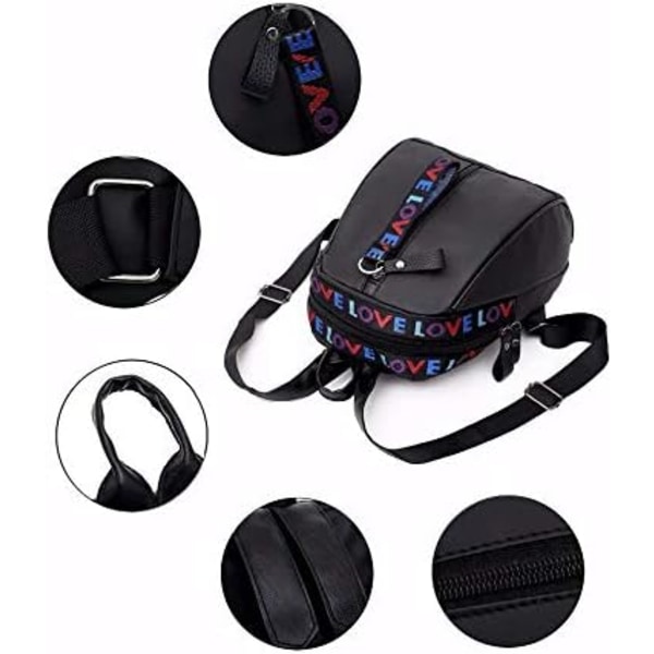 Dame Rygsæk Tasker Tyverisikre Vandtætte Nylon Små Rygsække Sorte Skoletasker Casual Crossbody Taske til Kvinder Pung