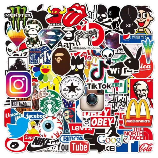 100 st Mode Graffiti Stickers Vattentät Laptop Bagage Skate multicolor