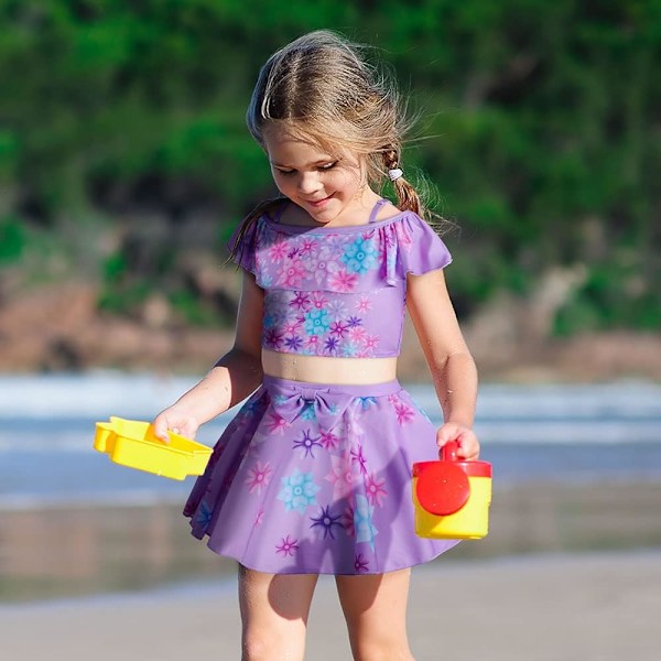 Isabella Badedragt, Børne Tegneserie Bikini Badedragt Prinsesse Badedragt, Off Shoulder Ruffle Badedragt Piger Pool Strand Ferie Vandsports Surfing Isabella Swimwear 2-3  Years