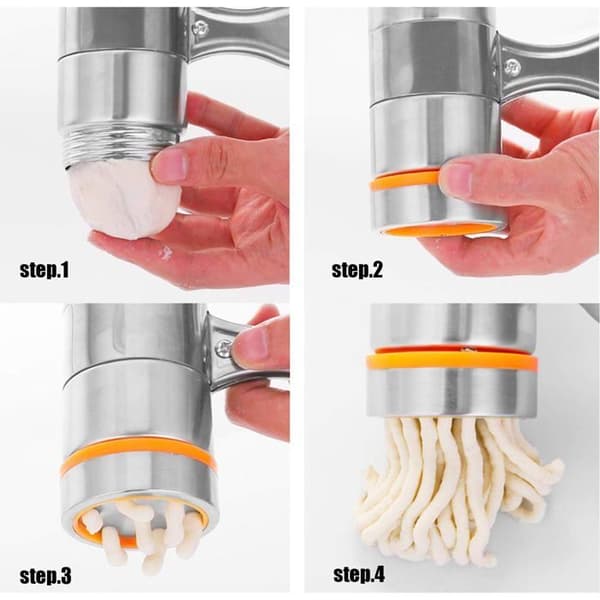 Nudelmaskine Rustfrit Stål Pasta Presse med 7 Forme