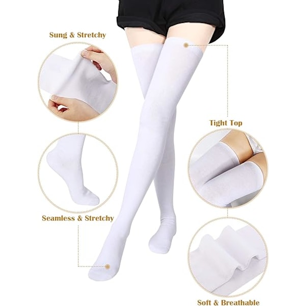 Over Knee Strømper, Høje Strømper med Striber, 3 Stribede Høje Strømper, Kvinders Rørstrømper, Varme Cosplay Strømper til Piger Black and White