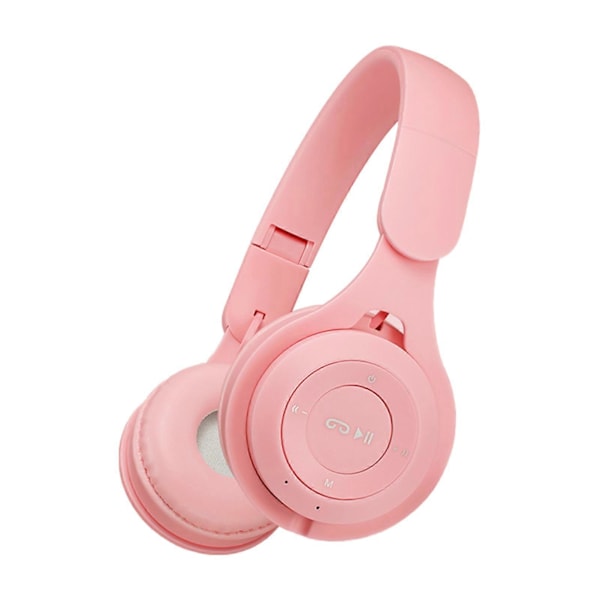 M6 Trådløst sammenleggbart hodesett Macarons Heavy Bass Bluetooth-kompatibelt spillhodetelefon Pink