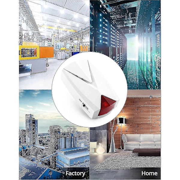 2-pack, strömavbrottslarm, 118 dB hög siren med LED-lampa, 110 V till 220 V, av/på-varning