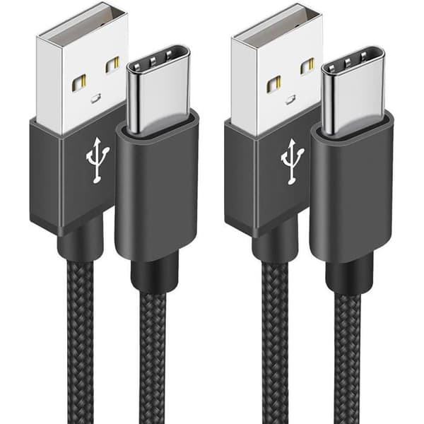 USB-C-kabel, [1M/2-pack] 3A snabbladdande flätad Type-C laddningskabel för Samsung Galaxy, iPhone, Google Pixel, Xiaomi