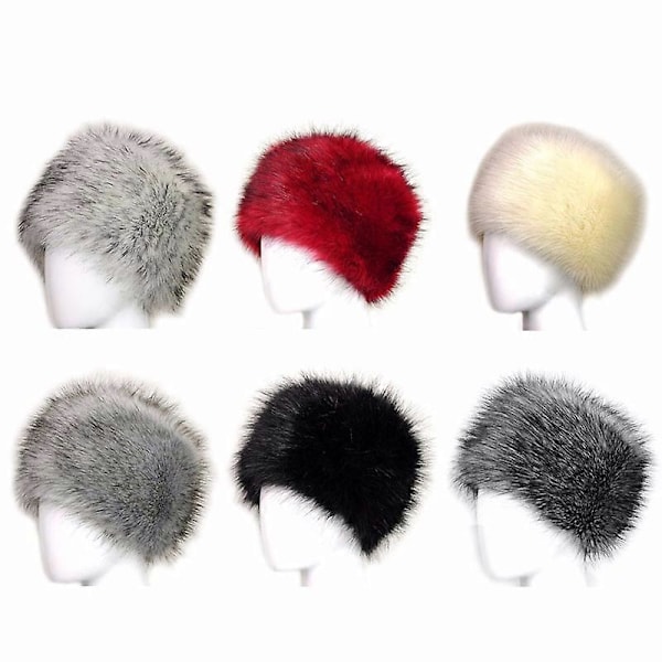 Dam Fluffy Faux Fur Rysshatt Lady Tjock Fluffy Skidmössa Vinter Varma Hattar Light Gray