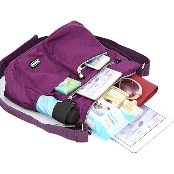 Stor Crossbody-veske for kvinner, moteriktig vanntett nylon skulderveske, avslappet crossbody-veske med flere lommer black