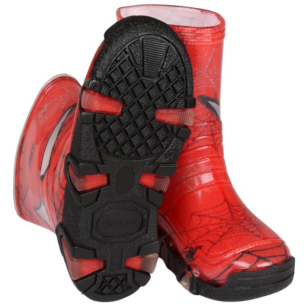 Røde gummistøvler for gutter med spindel, sklisikker såle ZETPOL 33,34