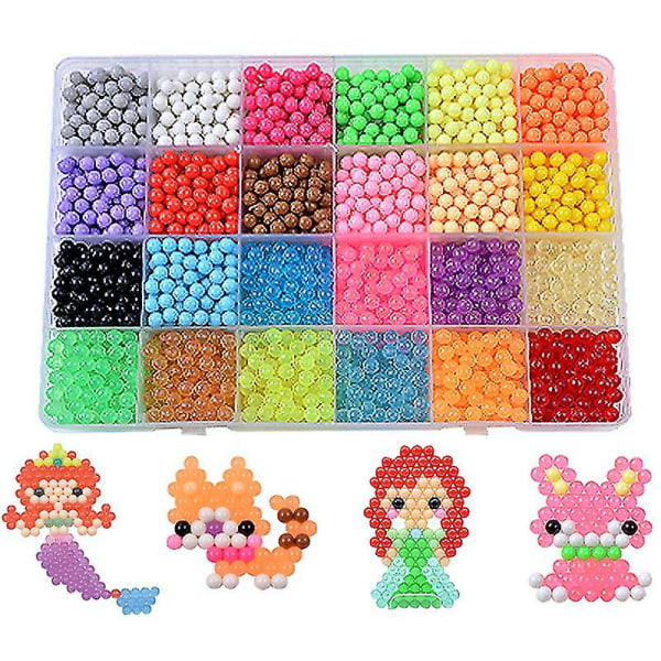 3200 Aquabeads 24 erillistä väriä pakkaus kristallihelmiä lasten set