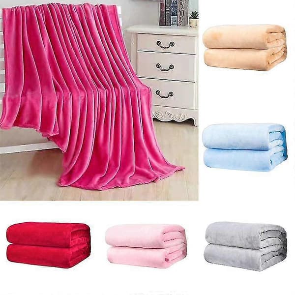 Polyester Mjuk Varm Enfärgad Filt Sovöverdrag Matta för Hem Sovrum Sängkläder