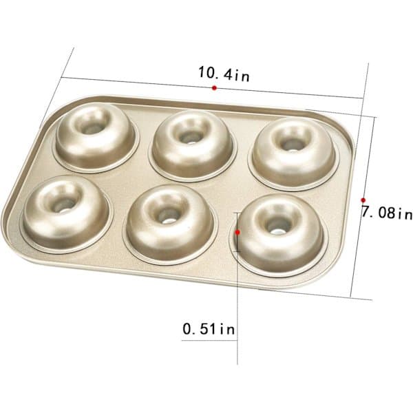 Donutforme Sæt med 2, Non-stick Små Mini Donutbageforme, Kulstofstål Donutbageplade Bagelform til 6 Donuts