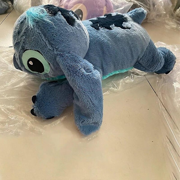 45/60/80cm Stitch Dukke Disney Plys Legetøj Plys Fyldt Dukke Blød Pude Prone Holdning Mørk/Lyseblå Sød Legetøj Gave Lilo Stitch-40cm
