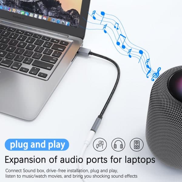 USB til 3,5 mm (hunn) lydadapter Grå Grå