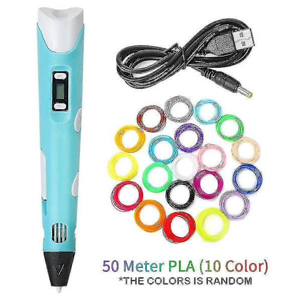 3D-printerpen Digital Intelligent Fremstilling med PLA Farver Filament Refill Blue PLA 50m