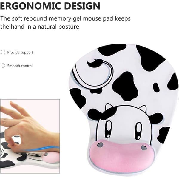 Ergonomisk ko-formet musemåtte med skridsikker base og elastisk gel håndledsstøtte til gaming, kontor, hjem, studie