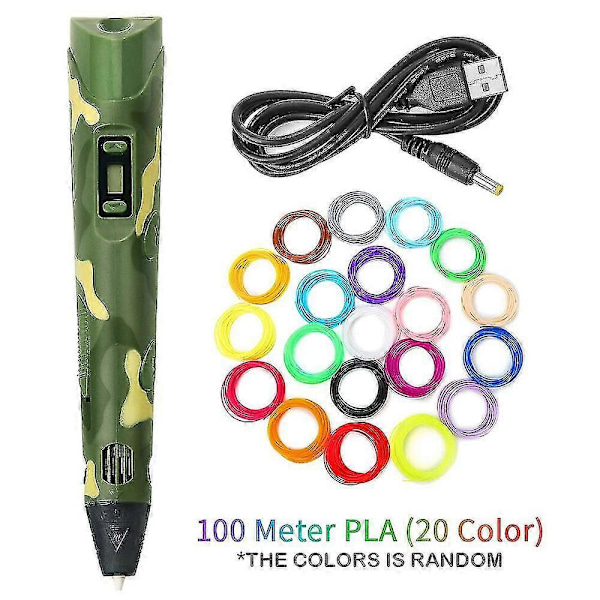 3D-utskriftspenna Digital Intelligent Tillverkning Med PLA Färger Filament Refill Camouflage PLA 50m