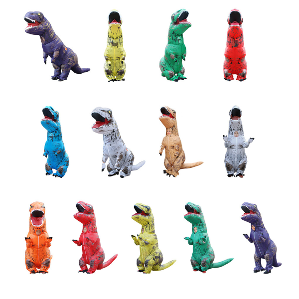 Oppustelig dinosaur kostume cosplay fancy dress halloween børn grøn voksen lilla voksen purple adult