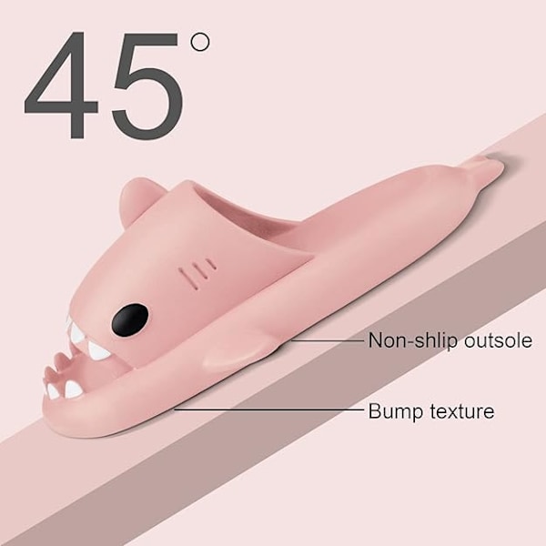 Hajtofflor för pojkar och flickor, Shark Flip Flops för män och kvinnor, Shark Slippers, Bekväma halkfria pool-hajsandaler med tjock sula för sommaren Rosa 44/45