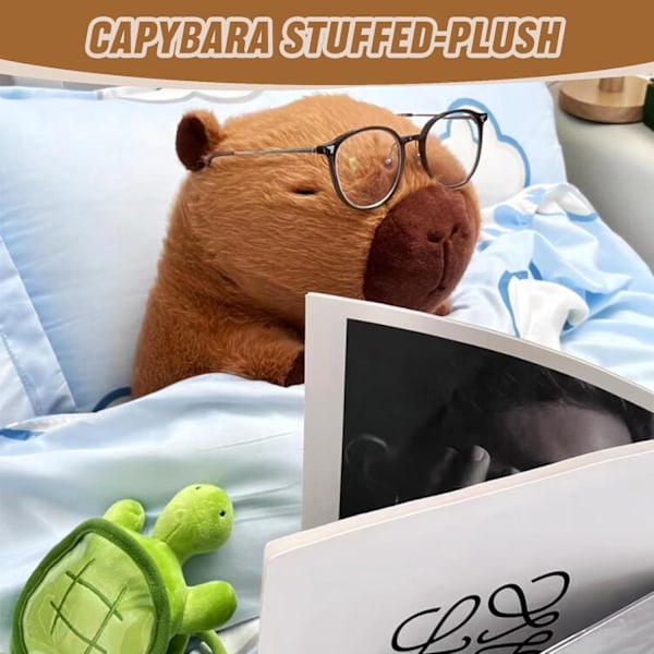 Capybara Plysjleker, Søt Capybara Plysj, Simulering Capybara Plysj med Skilpaddepute, Søte Capybara Plysjdukker, Plysj for