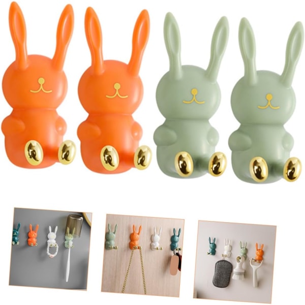 4pcs Cartoon Sticky Hook Wall Toothbrush Hooks Wall Mount Clothes Rack Hanging Razor Hooks Wall Mounted Hooks Tooth Holder Hook