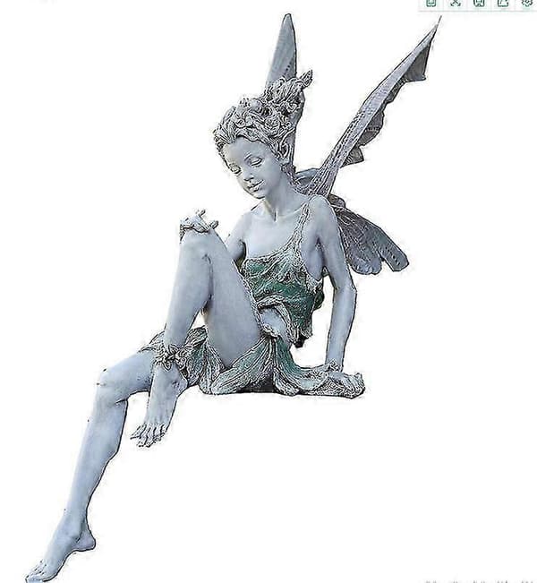 Fannie Havefe-fe siddende statue, polyresin, fuld farvepalet