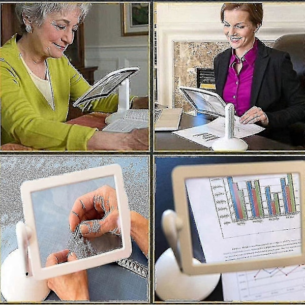 3x Rektangulær Forstørrelsesglas Med LED-lys Til Bøger, Synshandicappede, Ældre, Syning, Smykker, Læsning (65% rabat)_CDE13