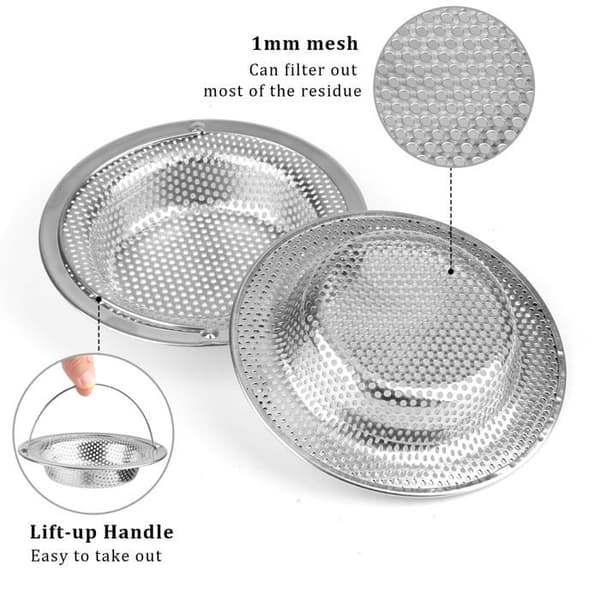 2 STK Kjøkkenvasksil, Sil i rustfritt stål med løftehåndtak, Ytre diameter