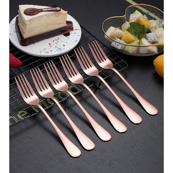 Illallinenhaarukka 6 kpl, Ruostumaton Teräs 20,5 cm Haarukat Hopeaesineet, Pöytähaarukkasarja 6 kpl 6. 6 Pieces Rose Gold