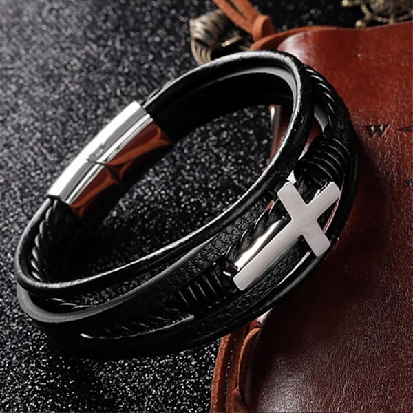 Herre Tigerøje Armbånd Moderne Stabelbar Herresmykker til Bryllup Black Buckle 23cm