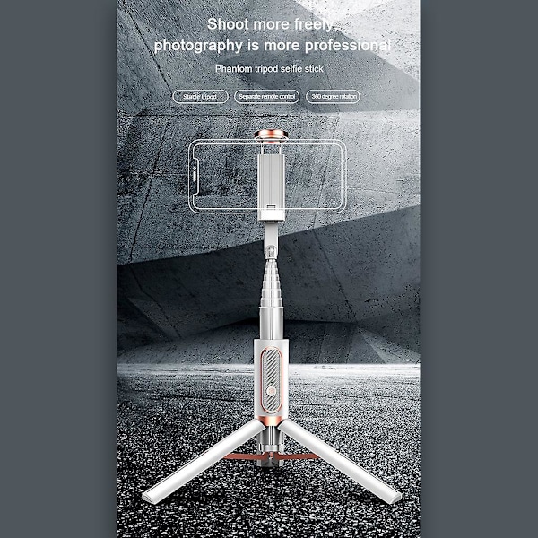 Selfie Stick til Smartphone Live Video med 360 Fjernbetjeningsrotation White