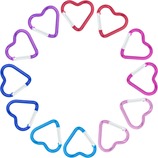 12 pcs heart-shaped key rings mini small carabiner - 44*41 mm D