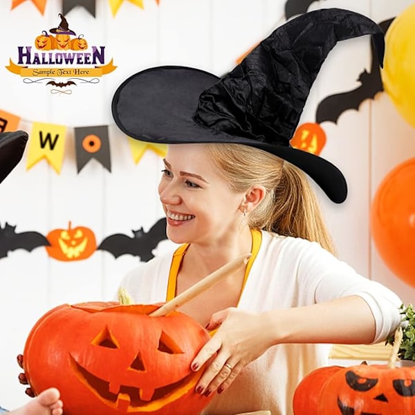 2 stk. Halloween Heksehat, Heksekostume Tilbehør med Heksehat, Sort Heksehat til Børn, Voksne, Kostumer