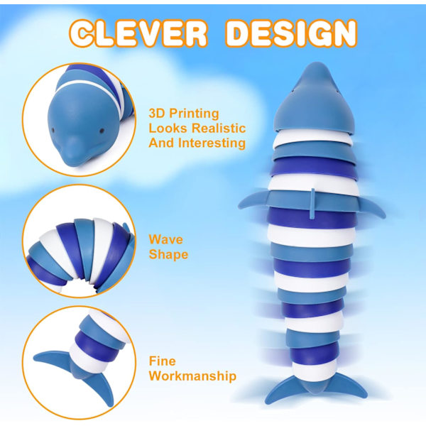 3D Fidget Leksak, Delfin Vridande Dekompression, Ledad Fidget Leksak, för Stress och Ångestlindring för Barn och Vuxna